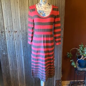 Boden Pink Striped 3/4 Sleeve Dress